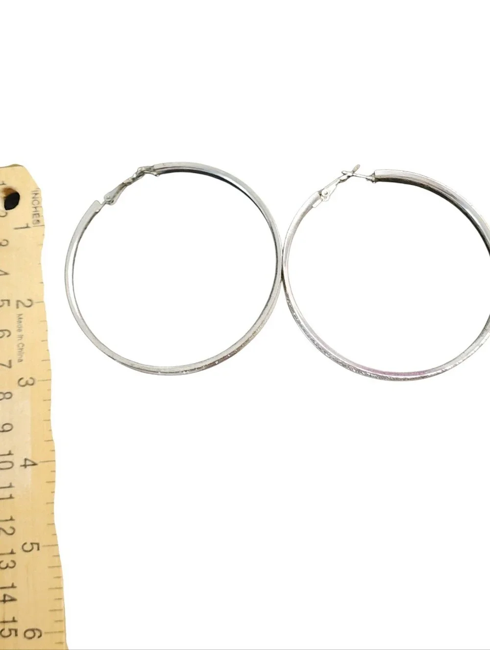 Silvertone Glitter Hoop Earrings